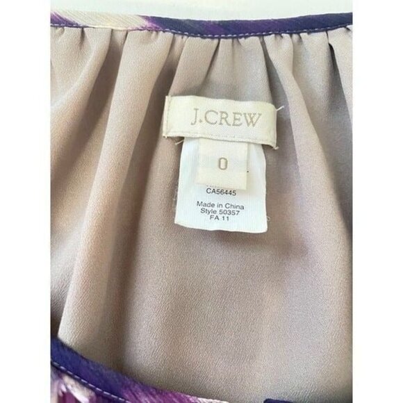 J Crew Purple Watercolor Silk Dress size 0 - Picture 6 of 7